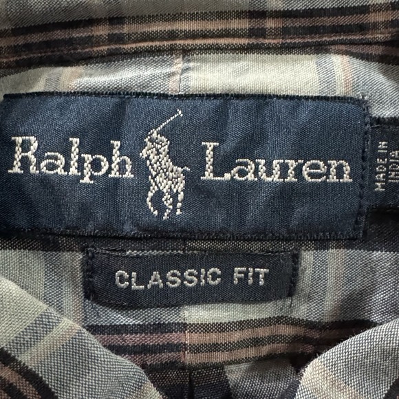 VTG Polo Ralph Lauren Classic Fit S/S Button Down Shirt Blue Plaid Men's Sz XL - Picture 3 of 8